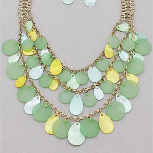Three Layers Multi Green Dangle Necklace earring